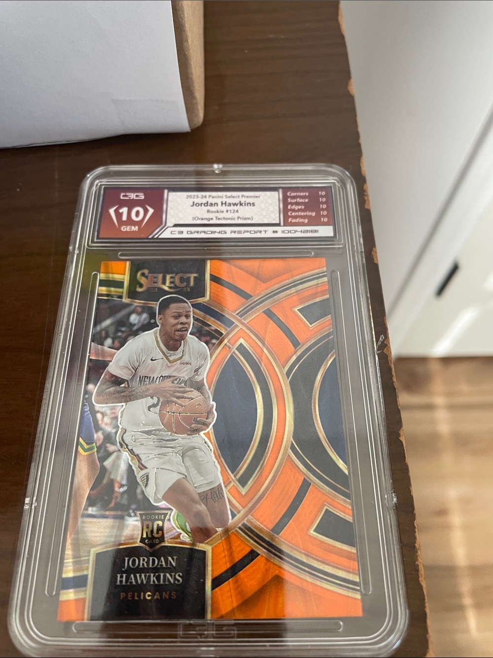 Panini Select Orange and Black Jordan Hawkins Rookie Card - Pelicans